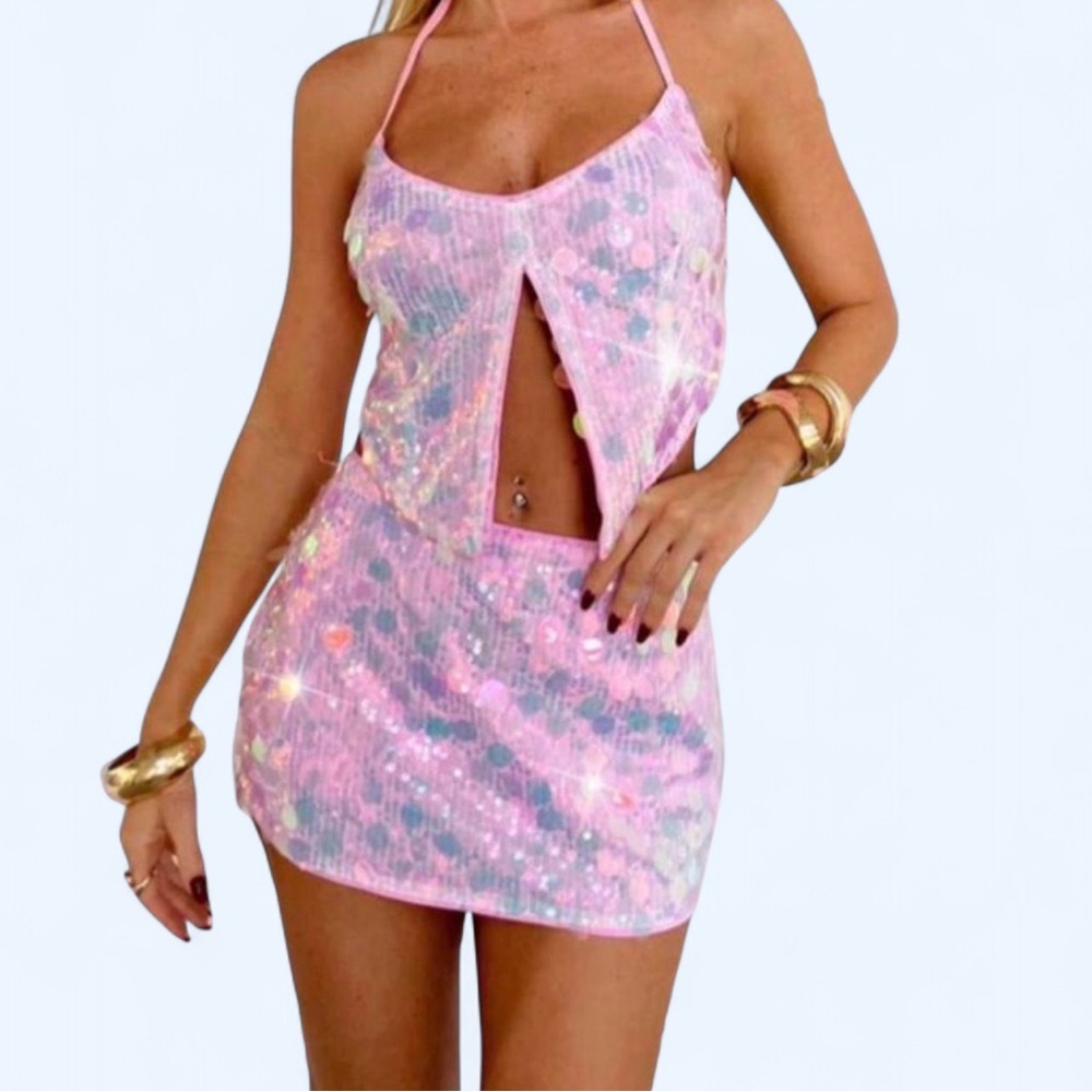 SHEIN Pink and Blue Sequin Set